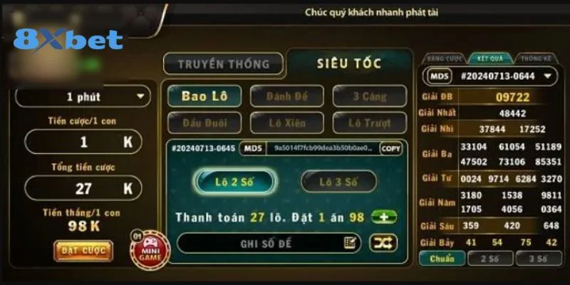 Các hình thức cá cược lô đề siêu tốc tại 8Xbet.